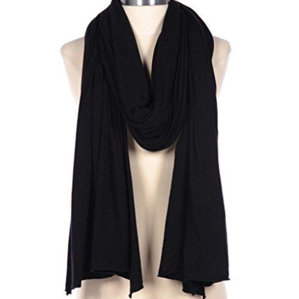 Fluxus Nomad Scarf in Black Unisex Shawl Wrap Cotton Made in USA